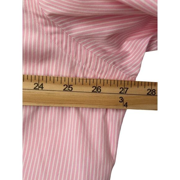 Ralph Lauren Shirt Men's Size 17.5 36/37 Tall Pink White Striped Button Front - Picture 10 of 12